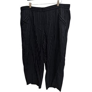 Eileen Fisher | Woman Wide Leg Pants Navy White Pinstripe Tencel Plus Size‎ 2X